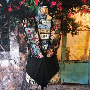 Embroidered Bright Floral Sheer Bodysuit